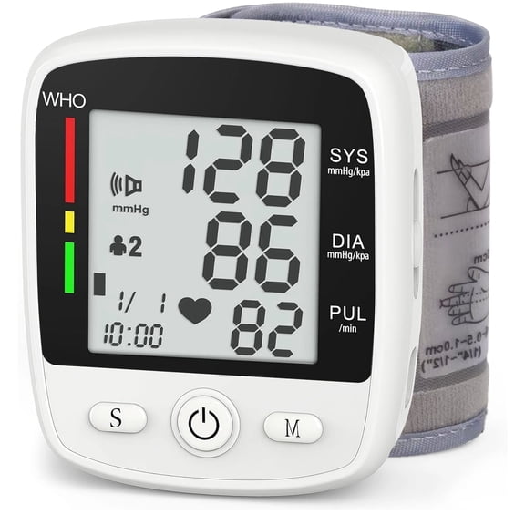 EHIG Wrist Blood Pressure Monitor,Voice Large LCD Display Adjustable Wrist Cuff 5.3-7.7 inch with 2 Users 180 Memory