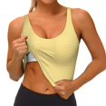 thumbnail image 3 of Balery Yellow Gingham Sujetadores deportivos con espalda cruzada para mujer, acolchados, sin costuras, de alto impacto, ideales para yoga, gimnasio, entrenamiento y fitness.-, 3 of 8