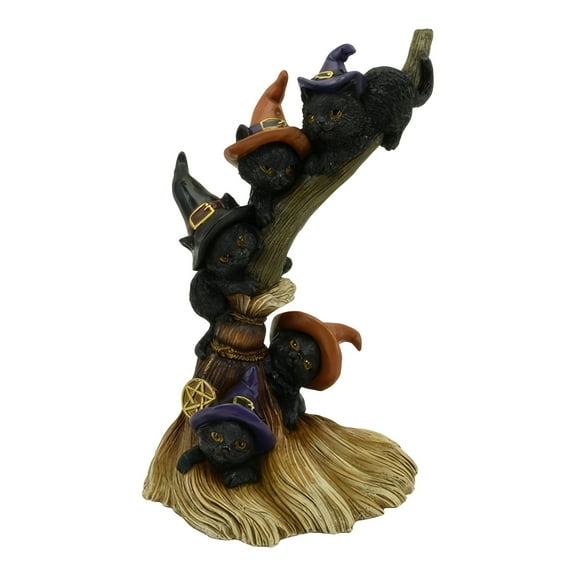 FC Design 8.25"H Cat Family on Broom Figurine Statue Sculpture Ornament Decoration Home/Room Decor and Unique Gift Ideas for Housewarming, Holidays and Birthdays