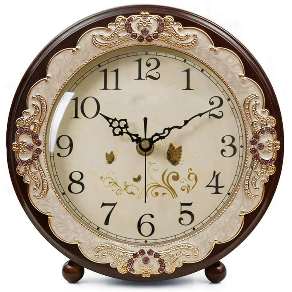 SAYTAY Vintage Table Clock, Retro NonTicking European Style Beside