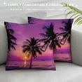 thumbnail image 3 of Orinice Palm Trees Beach Sunset Decorative Throw Pillow Cover for Home Couch Living Room Bed Sofa 24x24in, 3 of 5