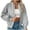 Gray, variant on Heisall Womens Casual Jacket Solid Color Long Sleeve Stand Collar Zipper No Hood Fashion Personalized Outerwear
