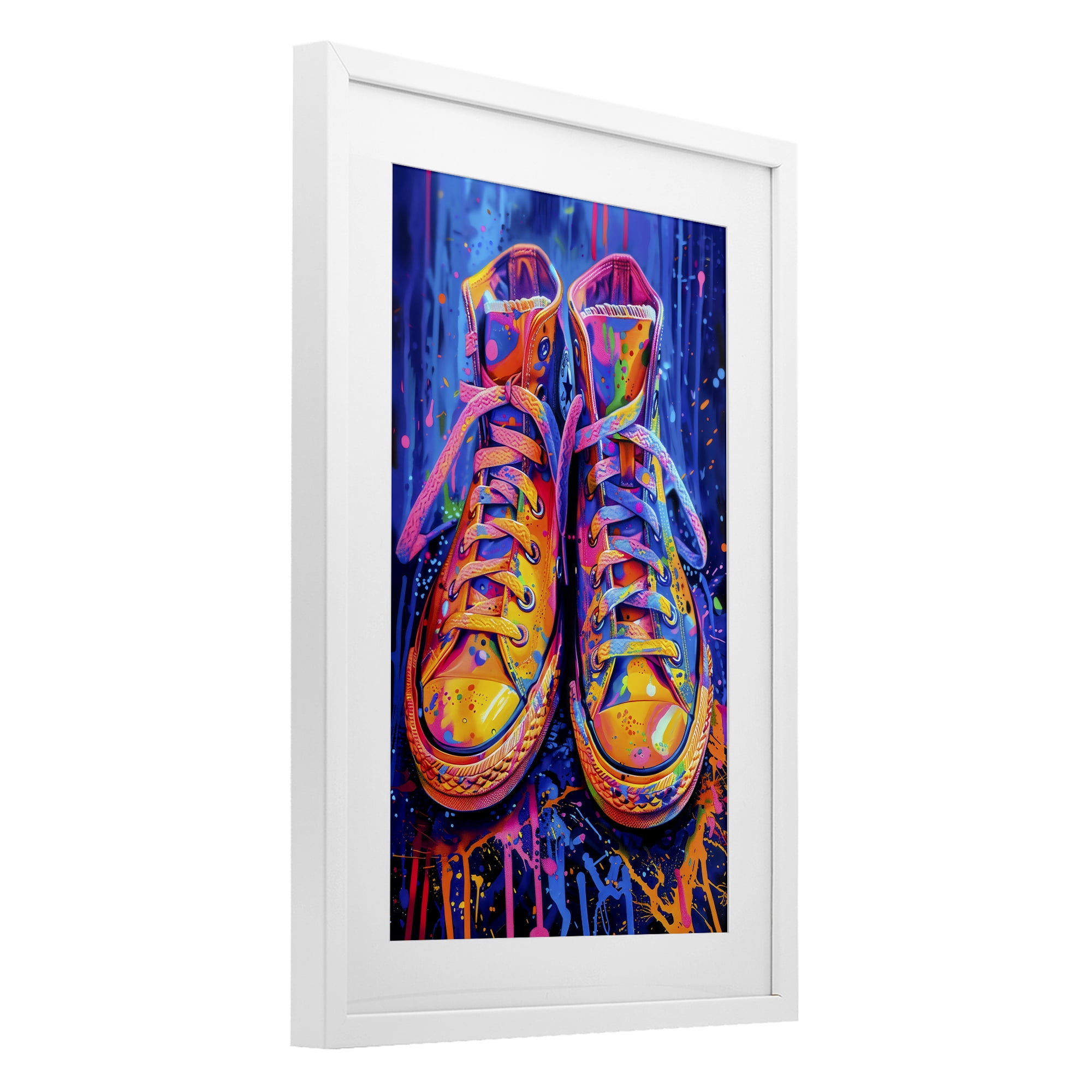 Stupell Industries Moody Converse with Neon Splash White Framed Print Under Glass, design by Creative Studio