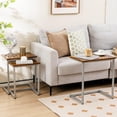 thumbnail image 2 of Giantex Classical Nesting End Table, 3pcs Stacking Coffee Table, Living Room Night Table with Metal Frame, Space Saving, Easy Assembly, Accent Furniture, Rustic Brown, 2 of 6