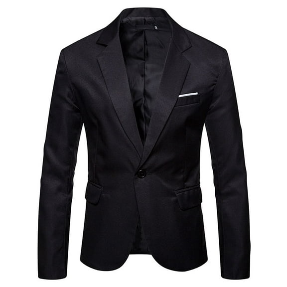 SWSMCLT Men's Blazer Jacket Casual Winter Fall Blazer Long Sleeve Office Button Slimming One Button Sport Coat Black X-Large