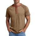 thumbnail image 2 of Henley Shirts for Men Summer Raglan Short Sleeve Color Block Casual Loose T-Shirts Lightweight Basic Tees, 2 of 5