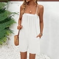 thumbnail image 4 of Kaemgyyd Romper for Women Casual Sleeveless Spaghetti Straps Rompers Fashion Lightweight Wide Leg Shorts Jumpsuit with Pockets, 4 of 6