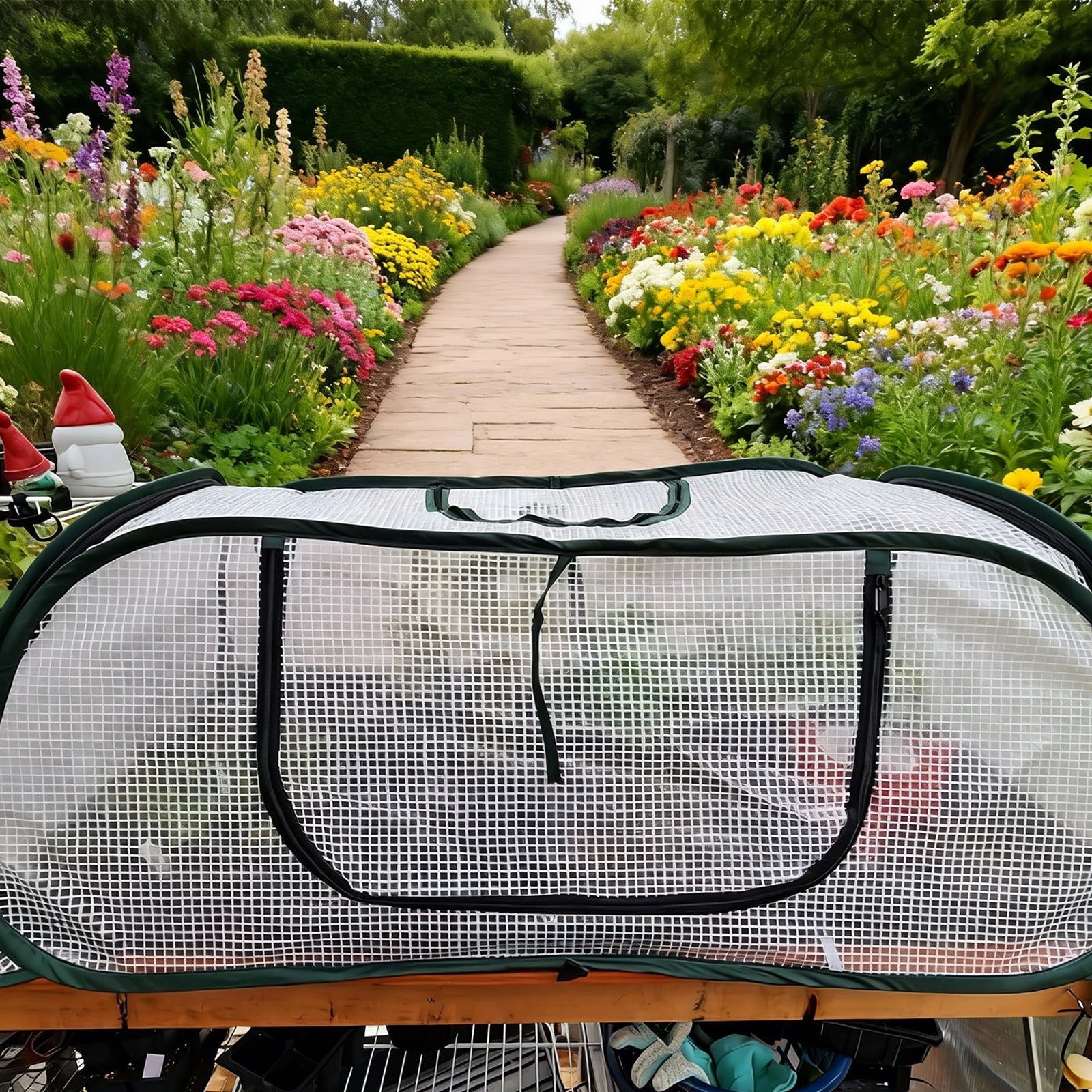 Garden Cover for Raised Bed Foldable Clear Greenhouse for Freeze Protective Row Plant Cover Accelerator Door Vegetable