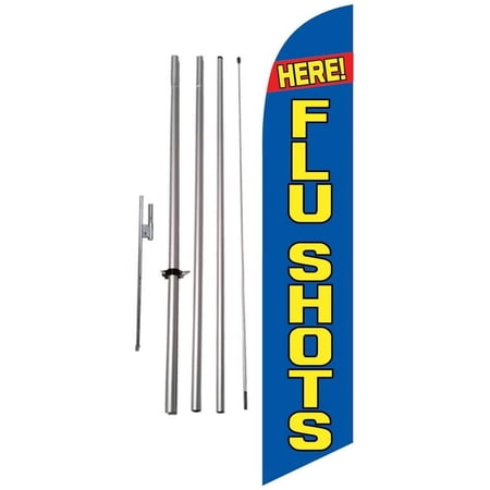 Flu Shots Here Advertising Feather Banner Swooper Flag Kit w/Spike