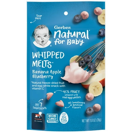 Gerber Natural Banana Blueberry Whipped Melts Baby Snack, 1.0 Oz
