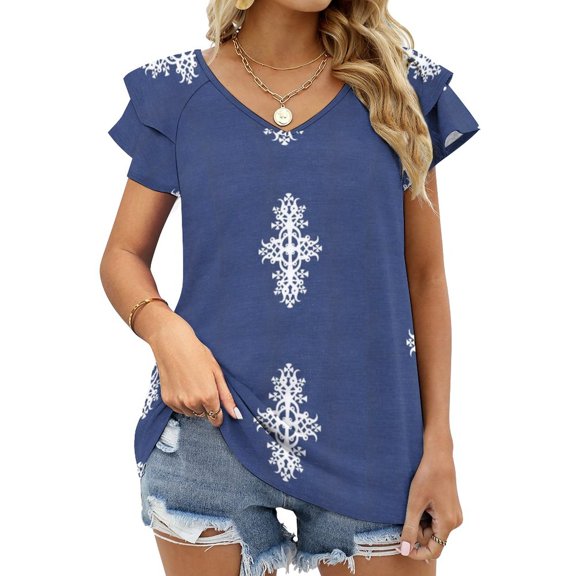 Ethiopian Cross 3 Lotus Leaf Neck T-Shirt Long Sleeve T-Shirts For Women Spring And Autumn Tee Cross 3 Perfect For Christians