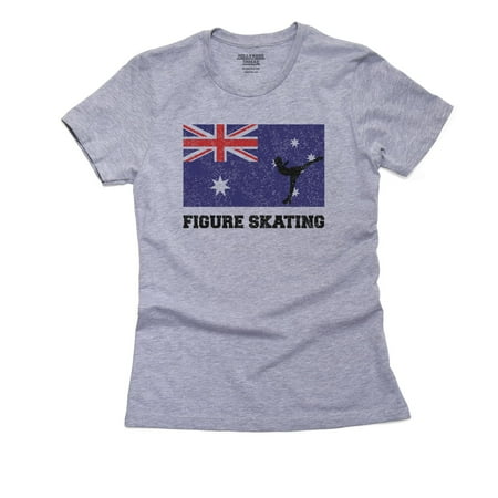 Australia Olympic - Figure Skating - AUS Flag - Silhouette Women's Cotton Grey T-Shirt