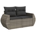 thumbnail image 4 of vidaXL 6 Piece Garden Sofa Set with Cushions Grey Poly Rattan, 4 of 5