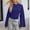 Blue, variant on Long Sleeve Shirts for Women Round Neck Solid Wide Sleeve Waist Cinched Long Sleeve Blouse Womens Shirts Dressy Casual White 2Xl