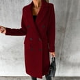 thumbnail image 4 of Hfyihgf Women's Double Breasted Trench Coat Classic Notch Collar Long Sleeve Peacoats Winter Warm Slim Fit Long Woolen Jackets Coat with Pockets Clearance(Wine,XXL), 4 of 7
