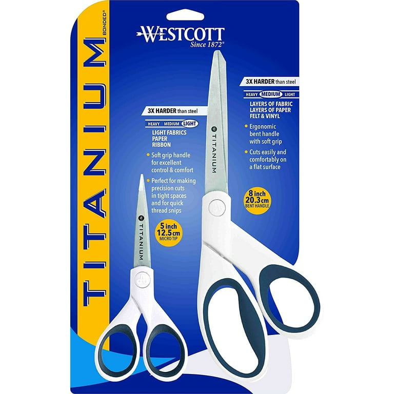 Westcott 55847 8-Inch Titanium Scissors For Office and Home, Black/Gold, 2  Pack