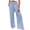 Light Blue #035, variant on Wide Leg Linen Pants Women Summer High Waisted Linen Palazzo Pants Casual Flowy Beach Gaucho Trousers with Pockets, 2XL