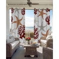 thumbnail image 4 of Brown Starfish Coastal Blackout Curtains 39 Inches Long, Coral Nautical Summer Ocean Thermal Insulated Black Out Curtains, Short Darkening Window Curtain Drapes for Cafe Bedroom 27.5"x39" 2 Panels, 4 of 9