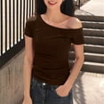 thumbnail image 4 of Vekome Women Shirts Casual Short Sleeve Pullover Tops Loose Off Shoulder Neck Tee Shirts Solid Color Summer Blouses, 4 of 5