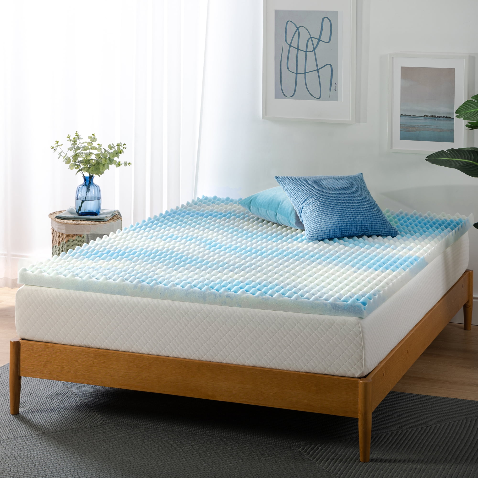 Zinus 2" Swirl Gel Cooling Memory Foam Mattress Topper, Twin