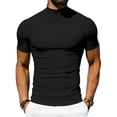 thumbnail image 2 of Mens Mock Turtleneck Shirts Casual Cotton Short Sleeve Shirt Basic Half Neck T-Shirts, 2 of 10