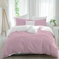 thumbnail image 2 of Pink Burlap Texture Bedding 3 Piece Duvet Cover Set Twin Size, Farmhouse Vintage Pink Soft Microfiber Comforter Cover with Zipper Closure & Pillowcases, Wrinkle & FadeResistant Quilt Cover, 2 of 9