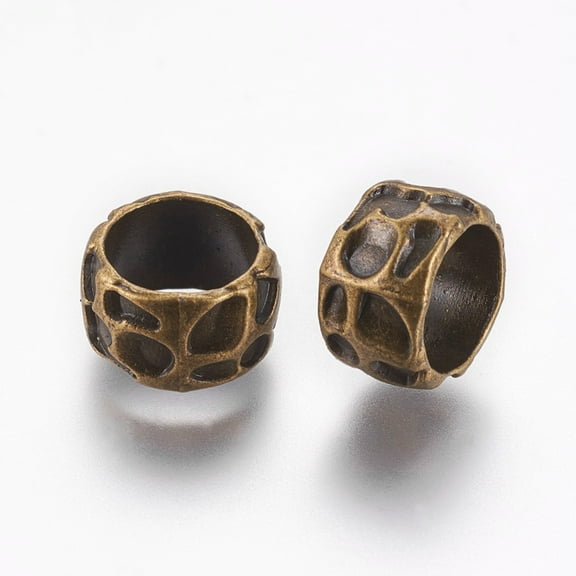 20 pc Rondelle Tibetan style Alloy Beads Lead Free & Nickel Free & Cadmium Free Large Hole Beads Antique Bronze 13x8mm Hole: 10mm.