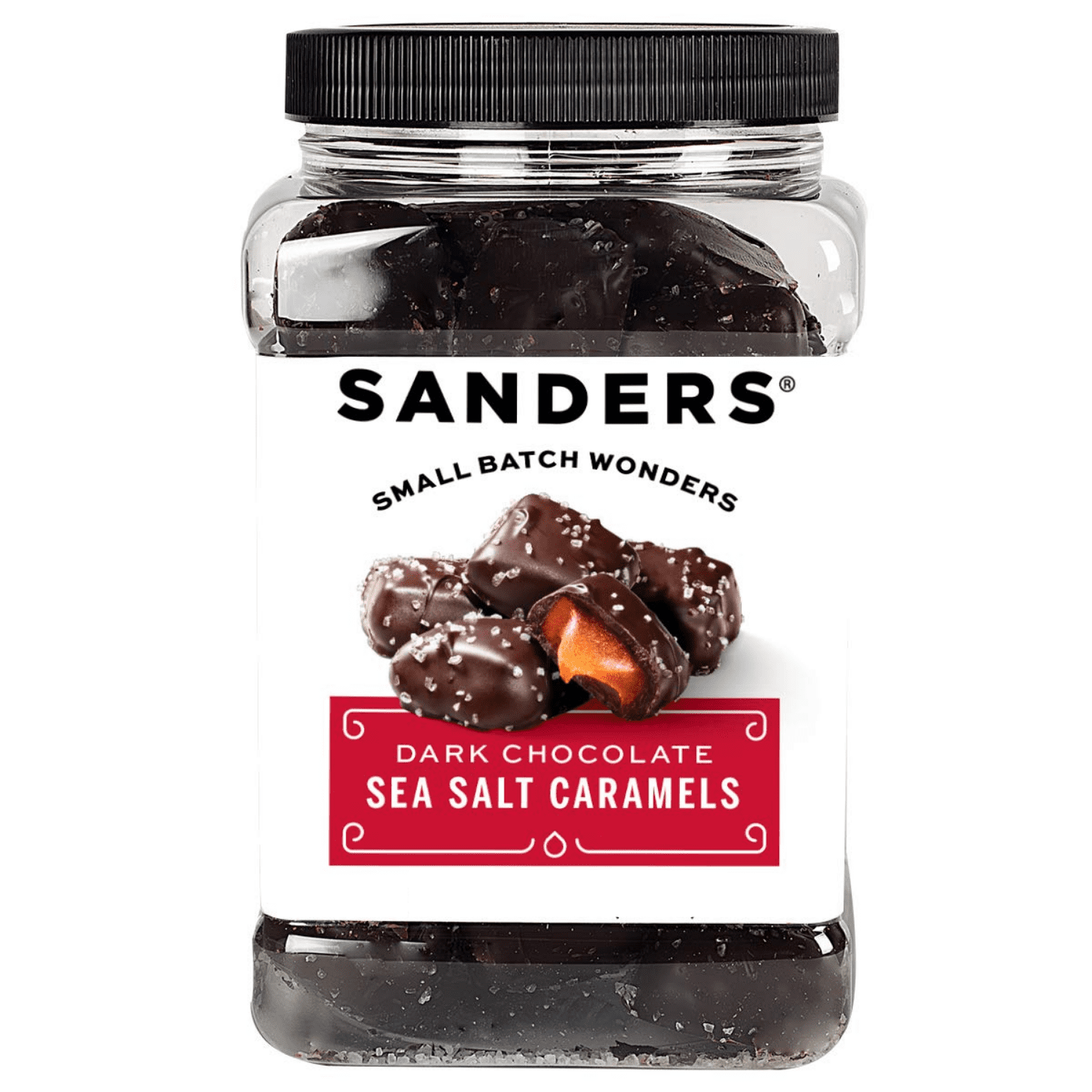 Sanders Original Small Batch Dark Chocolate Sea Salt Caramels Tub 36oz