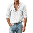 thumbnail image 2 of Mrmaere Button Down Shirt Men Roll Up Long Sleeve Casual Work Top With Dual Chest Pockets White S, 2 of 8