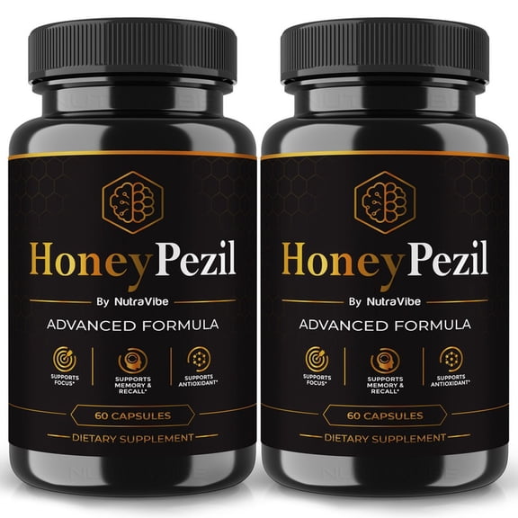 (2 Pack) HoneyPezil Pills – Daily Formula with a Natural Blend to Help Maintain Focus, Memory & Concentration | Clean, Gentle, Easy-to-Swallow Capsules for Everyday Sharpness (120 Capsules)