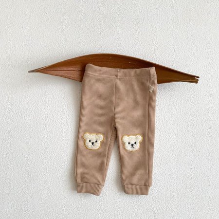

OQCKIDS Baby Unisex Solid Color Bear Printed Long Pants Warm Long Trousers Autumn Winter Pants