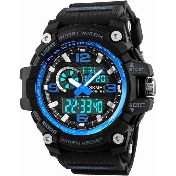 Men's Digital Sports Watch, Military Waterproof Watches LED Screen Large Face Stopwatch Alarm Wristwatch