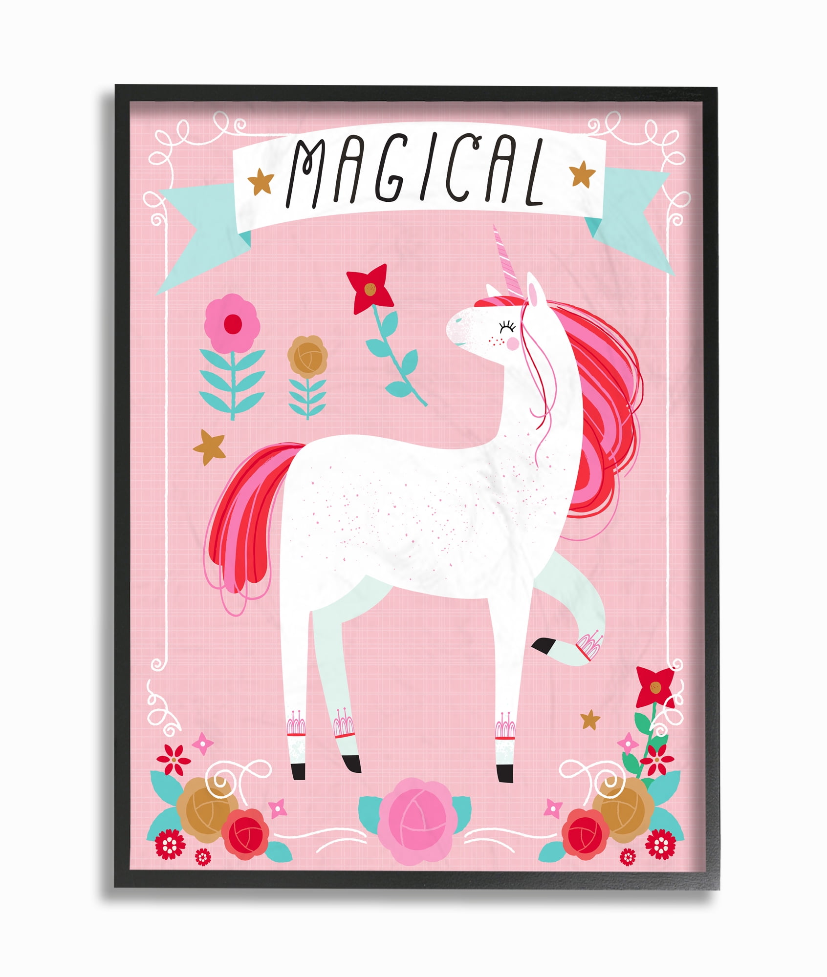 The Kids Room by Stupell Magical Colorful Unicorn Framed Wall Art by Liz Mytinger
