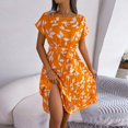 thumbnail image 5 of B91xZ Robes pour Femmes Manches Courtes Bouton Col en V Robe Chandail Décontractée Été Ample Tricot Maxi Robe, Jaune TG, 5 of 5
