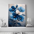 thumbnail image 2 of Mudket Blue and White Canvas Wall Art, flower poster, Framed Ready to Hang, Modern Floral Wall Decor for Living Room Bedroom Office, Minimalist Botanical Print - 12"L x 8"W, 2 of 10