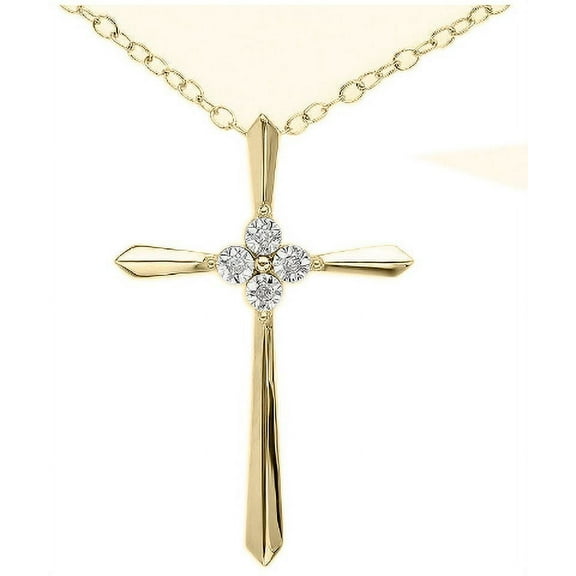 Carillon Cross Pendant Necklace Birthstone Zircon Gemstone 925 Sterling Silver Yellow Gold Plated For Women