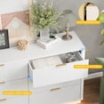 thumbnail image 6 of HMstone Fluted Dresser for Bedroom with 6 Drawers, 54" Wide Modern Wooden Long Dresser with Lighting, Storage Cabinet Chest of Drawers for Living Room, Hallway, White, 6 of 7