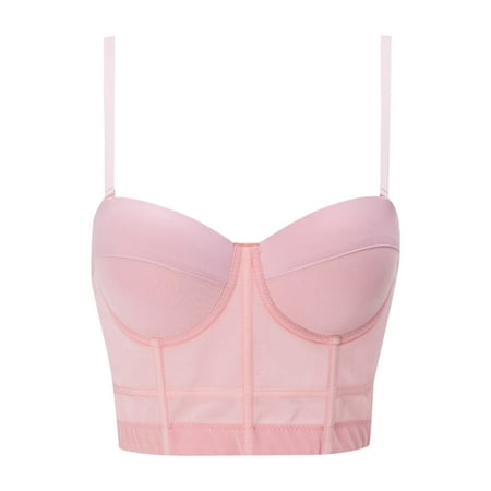 FUNUONY Women s Mesh Bustier Crop Top Push Up Corset Tops Bra Women s Fishbone Underwear Slim Fit Comfortable and Breathable Bar Rd2 L