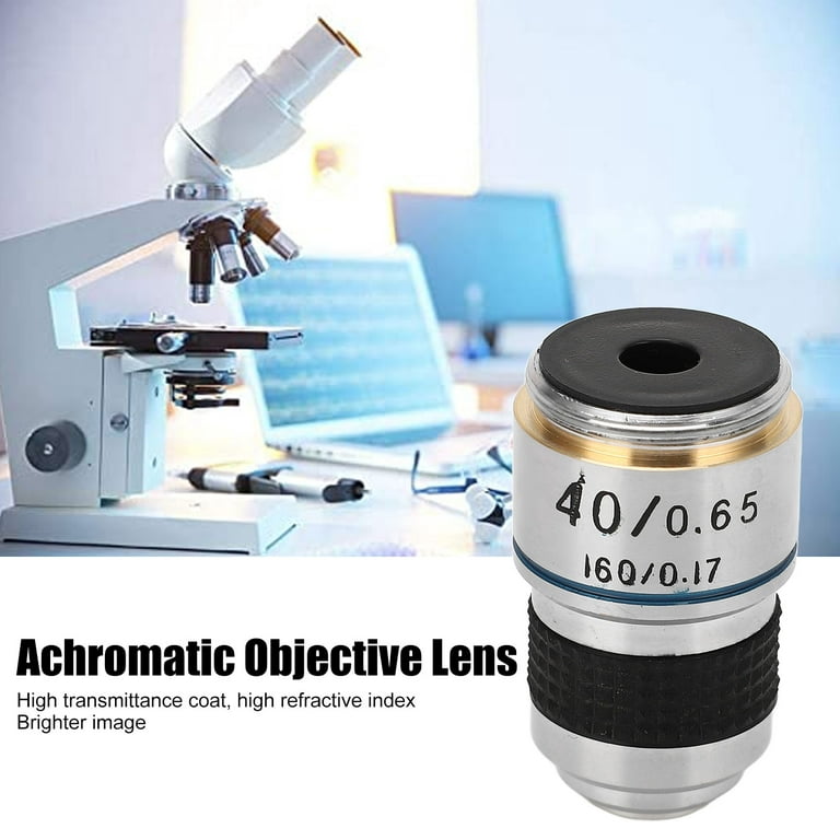 Microscope Objective Lens, Brass And Aluminum Alloy Biological Microscope  Objective Lens Bright For Chemistry Physics 