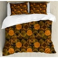 thumbnail image 1 of Tangerine Duvet Cover Set King Size, Pattern of Dotwork Rounds and Outline Citrus Slices, Decorative 3 Piece Bedding Set with 2 Pillow Shams, Charcoal Grey Dark Orange Earth Yellow, by Ambesonne, 1 of 3