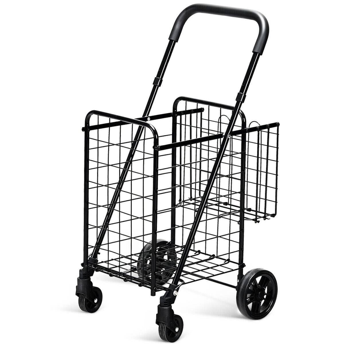 Details about   Costway Foldable Utility Cart Telescoping Handle Trolley Travel Shopping Black 