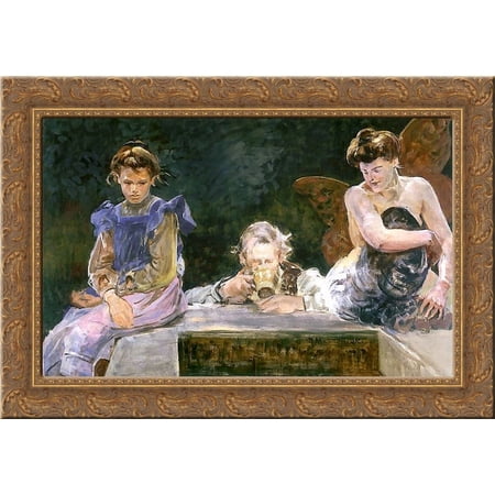 Poisoned Well 24x19 Gold Ornate Wood Framed Canvas Art by Malczewski, Jacek