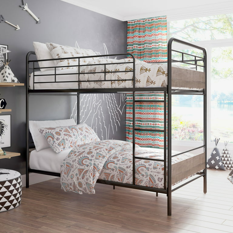Better Homes & Gardens Anniston Twin Over Twin Bunk Bed, Metal Frame And  Rustic Gray Accents - Walmart.Com