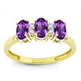 thumbnail image 2 of Star K� Genuine Amethyst 3 Three Oval Stones Promise Ring Wedding Band, 2 of 9