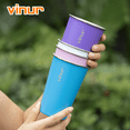 thumbnail image 5 of VINUR 4 Pack 16oz Stainless Steel Cups - Unbreakable & Stackable Metal Tumblers for Camping, Travel, Picnic - Rustproof Drinking Glasses (Purple Pink-Sky Blue-Purple-Baby Blue), 5 of 7