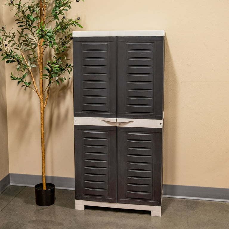 Sunnydaze Heavy Duty Lockable Utility Plastic Cabinet, Outdoor