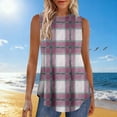 thumbnail image 7 of TKYCMSUAKI Womens Tank Tops Fashion Plaid Round Neck Sleeveless Shirts Comfy Color Block Blouses Summer Loose Fit Casual Tee, 7 of 7