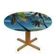 thumbnail image 3 of Orinice Palm Trees Round Table Cover Stain Resistant Washable Indoor Outdoor Tablecloth Kitchen Dining Wedding Parties 100% Polyester Fiber 31-35, 3 of 8