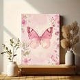 thumbnail image 6 of Pink Butterfly Floral Wall Art Canvas Print， Suitable for Living Room， Bedroom， Bathroom， Office， and Hallway Decoration., 6 of 8