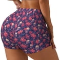 thumbnail image 2 of Kdxio red Skull flower Print Workout Shorts for Women Seamless Soft Smooth Gym Yoga Scrunch Active Shorts, 2 of 5